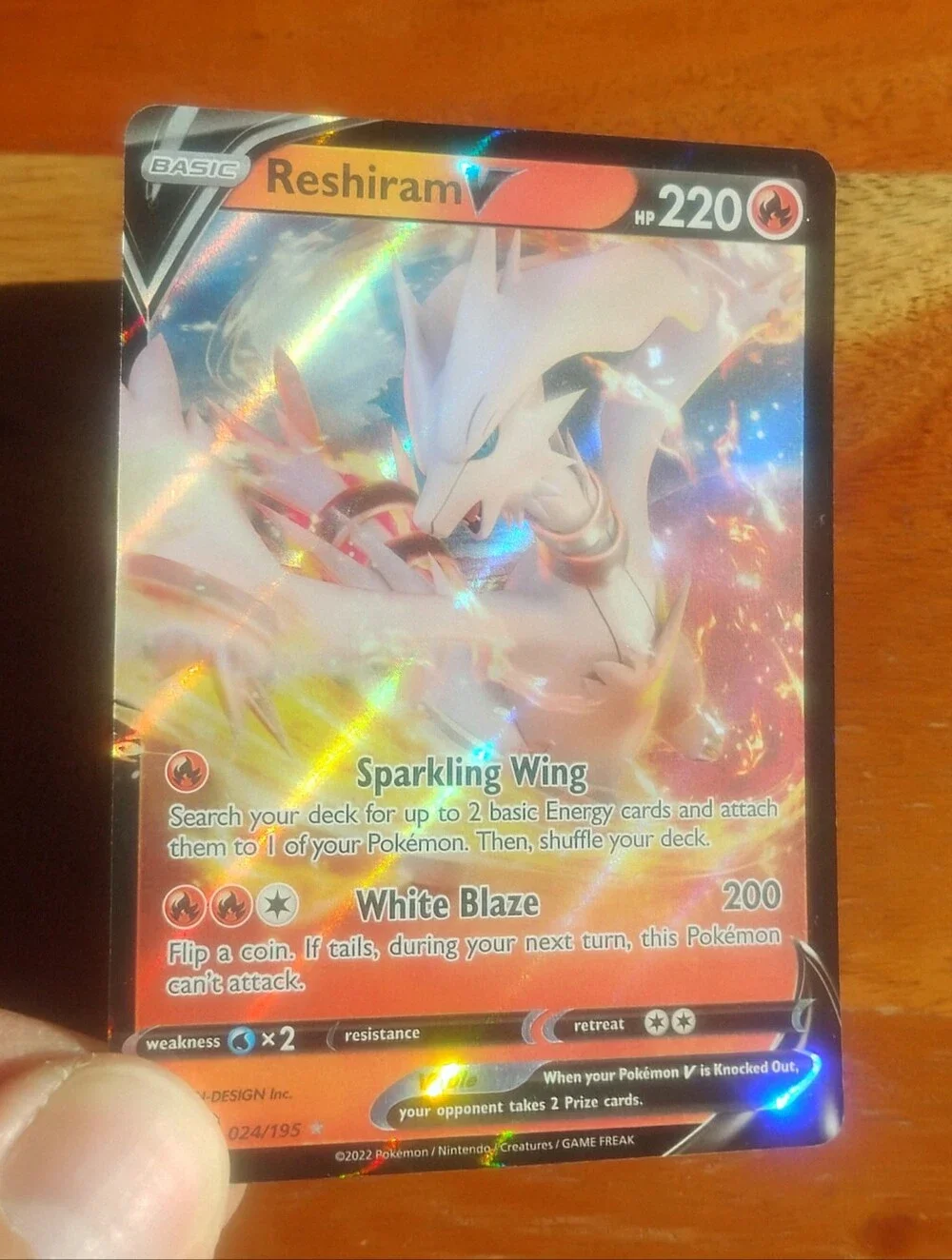 Mint 2022 Holo Ultra Rare Reshiram V 024/195 Silver Tempest Pokemon Card